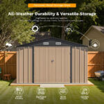 8x12 Metal Storage Shed, Brown - Image 7