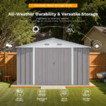 10x8 Metal Shed with Floor, Gray - Image 7