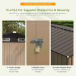 10x10 Metal Storage Shed with Floor Frame, Brown - Image 4
