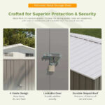 10x8 Metal Shed with Weather Resistance, Gray - Image 4