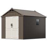 Kick-it 8x10 Plastic Storage Shed with Floor, Brown