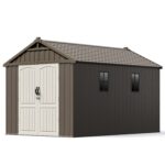 Kick-it 8x12 Plastic Storage Shed with Floor, Brown