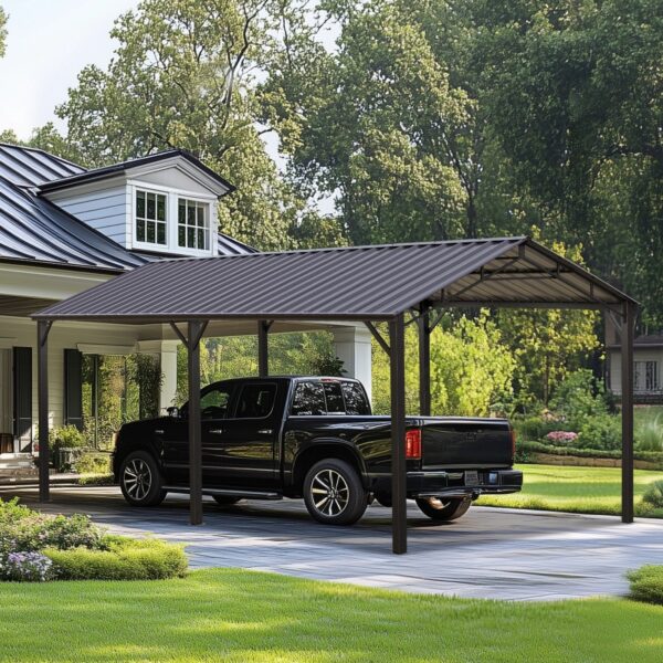 10x20ft Metal Carport Canopy with Galvanized Gable Roof
