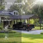 10x20ft Metal Carport Canopy with Galvanized Gable Roof - Image 2