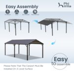 10x20ft Metal Carport Canopy with Galvanized Gable Roof - Image 5