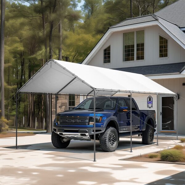 12X20ft PE Carport Height Adjustable Car Storage