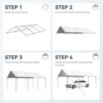 12X20ft PE Carport Height Adjustable Car Storage - Image 7