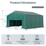 PHI VILLA 20x20ft Green Heavy Duty Storage Tent for Vehicles, Boats, Garden Tools & Large Equipment - Image 3