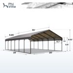 20x30ft Extra-Large 3 Car Metal Carport with Sides - Image 6
