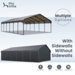 20x30ft Extra-Large 3 Car Metal Carport with Sides - Image 11