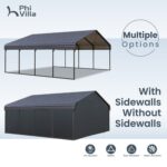 20x20ft 2 Car Metal Carport with Sides - Image 13