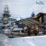 20x20ft 2 Car Metal Carport with Sides - Image 3