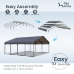 20x20ft 2 Car Metal Carport with Sides - Image 6