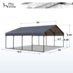 20x20ft 2 Car Metal Carport with Sides - Image 18