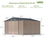 10x10 Metal Storage Shed with Weather-Resistance, Brown - Image 3