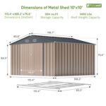 10x10 Metal Storage Shed with Floor Frame, Brown - Image 3