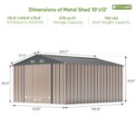 10x12 Metal Shed with Vents, Brown - Image 3