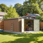 10x12 Metal Shed with Floor Frame, Brown - Image 12