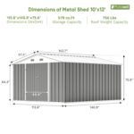 10x12 Metal Shed with Vents, Gray - Image 3