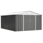 10x14 FT Large Metal Garden Shed (Gray) with Lockable Door and Sloping Roof - Image 9