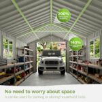 12x20 ft Metal Shed Outdoor Garage with Double Doors & Windows, Black & White - Image 7