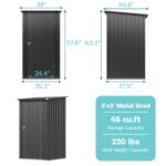 3x3 Metal Outdoor Storage Shed, Black - Image 3