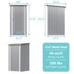 3x3 Metal Outdoor Storage Shed, Gray - Image 3