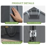 4x6 ft Plastic Outdoor Storage Shed with Floor, Lockable Door and Vents, Dark Gray - Image 4