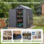 4x6 ft Plastic Outdoor Storage Shed with Floor, Lockable Door and Vents, Dark Gray - Image 5