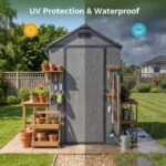 4x6 ft Plastic Outdoor Storage Shed with Floor, Lockable Door and Vents, Dark Gray - Image 6