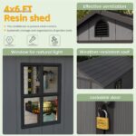 Fit-it 4x6 Plastic Storage Shed for Bike, Dark Gray - Image 6