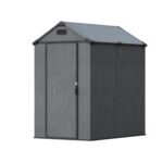 4x6 ft Plastic Outdoor Storage Shed with Floor, Lockable Door and Vents, Dark Gray