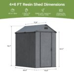 4x6 ft Plastic Outdoor Storage Shed with Floor, Lockable Door and Vents, Dark Gray - Image 3