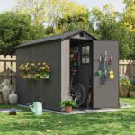 4x8 Plastic Storage Shed, Dark Gray - Image 2