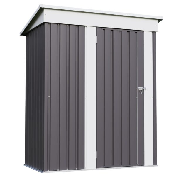 5x3 Metal Shed with Sloped Roof and Lockable Door (Gray)