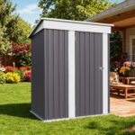 5x3 Metal Shed with Sloped Roof and Lockable Door (Gray) - Image 8