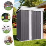 5x3 Metal Shed with Sloped Roof and Lockable Door (Gray) - Image 7