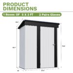 5x3 Metal Shed with Sloped Roof and Lockable Door (White) - Image 3