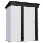 5x3 Metal Shed with Sloped Roof and Lockable Door (White)