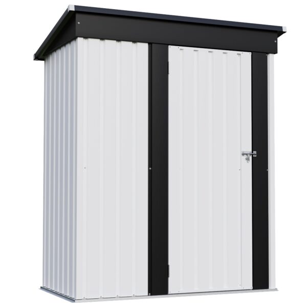 5x3 Metal Shed with Sloped Roof and Lockable Door (White)