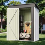 5x3 Metal Shed with Sloped Roof and Lockable Door (White) - Image 2
