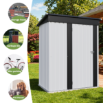 5x3 Metal Shed with Sloped Roof and Lockable Door (White) - Image 7