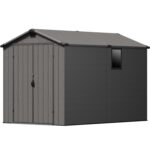 6x10 ft Plastic Shed with Window, Dark Gray