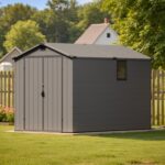 6x10 ft Plastic Shed with Window, Dark Gray - Image 8