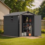 6x10 ft Plastic Shed with Window, Dark Gray - Image 2