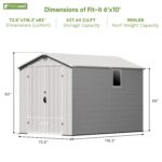6x10 ft Plastic Shed with Window, Gray - Image 3