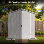 6x10 ft Plastic Shed with Window, Gray - Image 7