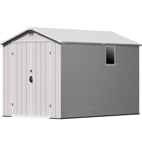 6x10 ft Plastic Shed with Window, Gray