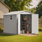 6x10 ft Plastic Shed with Window, Gray - Image 2