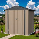 6x4 Metal Shed with Peak Roof (Brown) - Image 7
